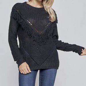 Black Fringe Sweater